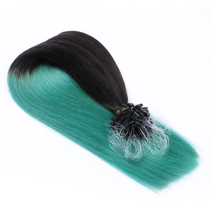 Micro-Ring / Loop (#1b/Sky OMBRE) Hair Extensions 100% Echthaar Haarverlängerung - Bild 1 von 5