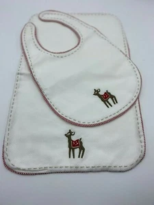 Pottery Barn Kids Holiday Cotton Burping Cloth Bib Embroidered - Picture 1 of 9