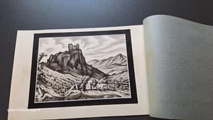 Gravure château en ruine vendange charriot bœufs Ardèche Drome Beaujolais ? - Imagen 1 de 3