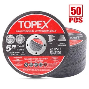 50-Piece 125mm 5" Professional Cutting Wheels Discs 2 in 1 Steel Inox Ultra Thin - Picture 1 of 10