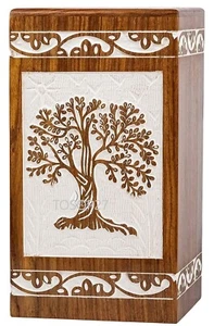 Gedenk Trauer Urne Box Haustier Hund Katze Asche Handarbeit graviert Rosenholz Baum - Bild 1 von 5