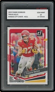 Tarjeta de fútbol americano Travis Kelce 2023 Panini Donruss primer grado 10 Kansas City Chiefs - Imagen 1 de 1