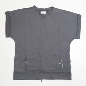 Vtg Helly Hansen T-Shirt Top Womens L Gray Pullover Short Sleeve Back Zip - Picture 1 of 10