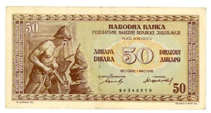 Jugoslavia … P-64a … 50 Dinara … 1946 … Scelta *VF+*😀 - Foto 1 di 2