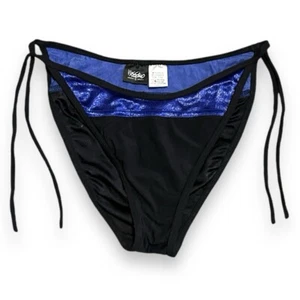 Vintage 90s Mossimo Black Metallic Blue Two Tone Bikini Bottoms Size Large RARE - Picture 1 of 9