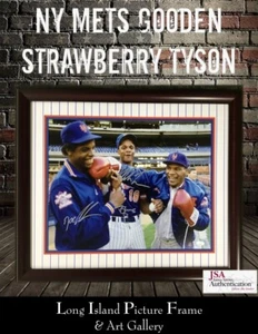 NY Mets Gooden Strawberry Tyson Fotografía Multifirmada Personalizada Enmarcada JSA - Imagen 1 de 8