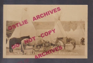 Montana RPPC c1910 CROW INDIAN CAMP Indians TEEPEE TEPEE Tepees HORSES MT - Picture 1 of 2