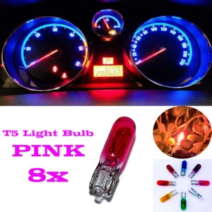 8x T5 286 12V 1.2W Car Interior Dashboard Instrument Light Bulb OEM Pink Colour - Picture 1 of 3
