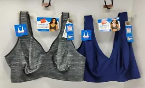 HANES COMFORT FLEX FIT WIRE-FREE BRA (NWT SET OF 2) NAVY & GRAY SIZE 3XL G796 - Picture 1 of 11