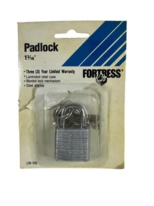 Vintage 1987 Fortress Padlock Lock 1 3/16" with 2 keys LW-105 - Picture 1 of 9
