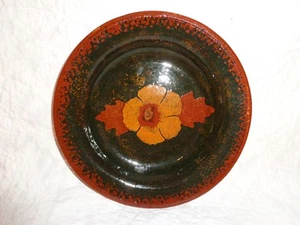 Ned Foltz Pottery Floral Decorated Plate/Bowl, 1994, 8-3/8" diameter - Picture 1 of 4