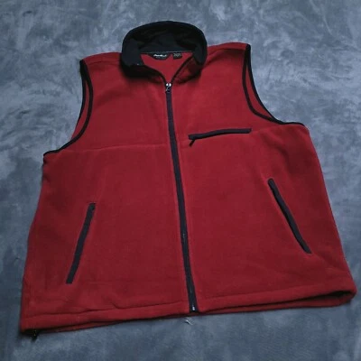 Eddie Bauer Grande Cremallera Completa Suéter Chaleco Exterior Campamento Caminata Vellón Bolsillos Rojos Foto 1 de 4