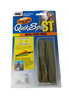 36 Pack NAP Quik Spin ST 4" Super Tough Arrow Vanes: Drab OD Green 60-429 - Image 1 of 4