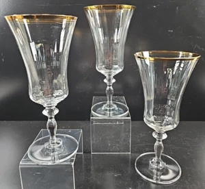 Juego de 3 té helado con adornos dorados transparentes Mikasa Jamestown elegante cristal óptico vajilla - Imagen 1 de 24