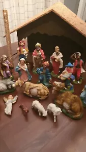 Vintage Made in Italy handbemalt Weihnachten Krippe Set Menge 17 Figuren - Bild 1 von 10