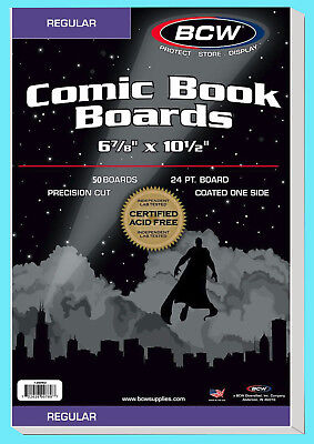 50 BCW REGULAR SIZE COMIC BOOK BACKING BOARDS 6-7/8  X 10-1/2  Modern Storage • 25.49$