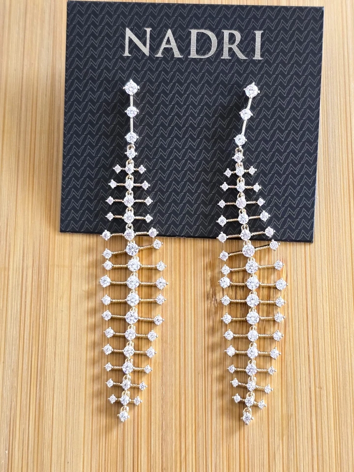 #40 Nadri   Goldtone   CZ Dangle earrings MSRP $135 NWT - Image 1 of 1