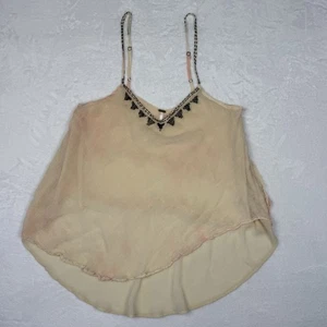 Top Free People XS Rosa Correas de Espagueti Capas Asimetría Volantes Cuentas Hada - Imagen 1 de 18