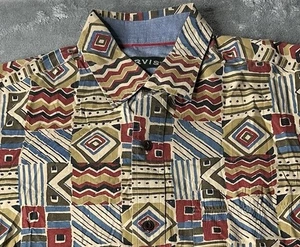 Orvis Herren Abstrakt Tribal Geometrischer Druck Patchwork Kurzarm Hemd Medium - Bild 1 von 7