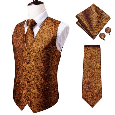 Chaleco para Hombres Cachemira Floral Sólido Chaleco Conjunto de Corbata Boda Formal Esmoquin Chaleco Foto 1 de 4