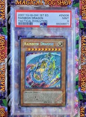 Yugioh Rainbow Dragon TAEV-EN006 1st Edition Secret Rare Holo Bleed PSA 9 Mint - Image 1 of 4
