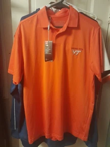 Under Armour Virginia Tech Hokies Polo Golf Shirt Mens Large Orange New With Tag - Picture 1 of 5