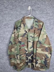 Vintage US Air Force BDU Jacket Mens Large Regular Woodland Camo ACC Patch 80s - Picture 1 of 12