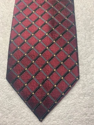 ALEXANDER JULIAN MENS TIE BURGUNDY WITH BLACK AND GOLD 3.75 X 60 - Image 1 of 4