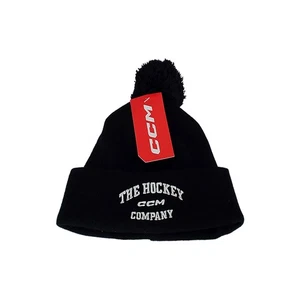 CCM Hockey Athleisure Pom Knit Stocking Cap/Hat (HPM51A) Senior/Adult - Black - Picture 1 of 3