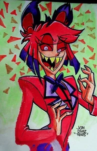 Hazbin Hotel 2019 Juan Diaz SIGNED Hand-Painted Convention Art - ALASTOR - Picture 1 of 2