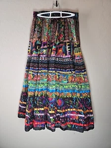 TravelSmith Colorful Boho Tiered Maxi Skirt Gypsy Peasant Belly Dance Festival S - Picture 1 of 12