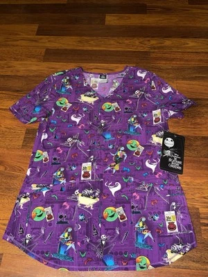 Disney The Nightmare Before Christmas  2-pocket Scrub Top Women’s PURPLE - Image 1 of 2