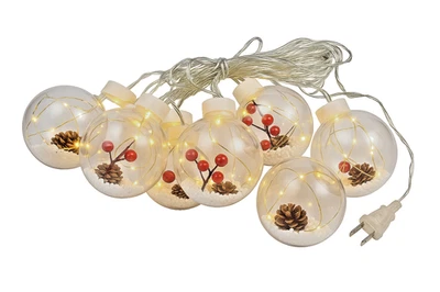 10 LED Christmas Ball Lights Mains Powered – Warm White Fairy String Lights - Image 1 of 4
