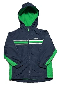 Oshkosh B'Gosh Fleece Lined Windbreaker Hooded Navy & Green Jacket Boy’s Size 7 - Picture 1 of 8
