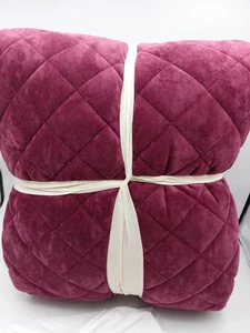 Threshold King Berry Red Quilt Luxe Diamond Stitch Velvet - Picture 1 of 6