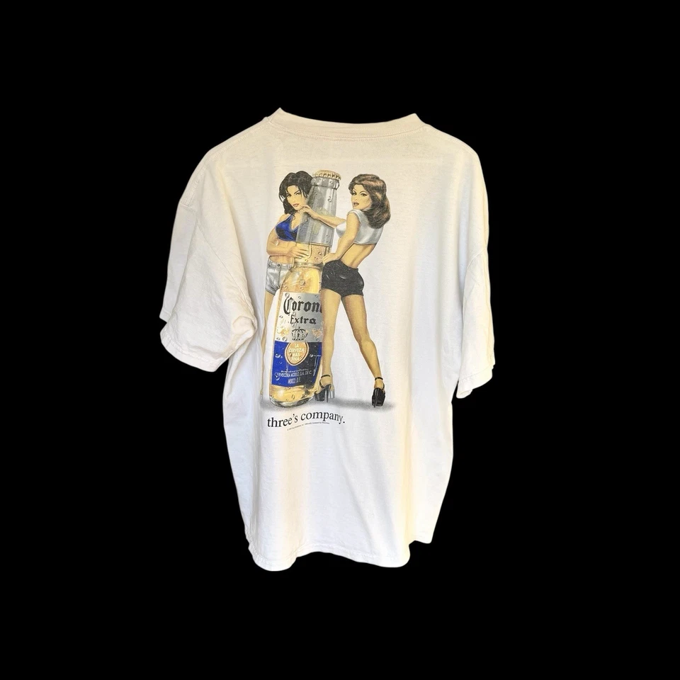 Camiseta vintage años 90 Corona Beer Pinup niñas talla XL blanca envejecida Foto 1 de 4