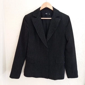 Mango Grey Striped Soft Chenille Blazer Jacket EU 40 UK 12 - Picture 1 of 11