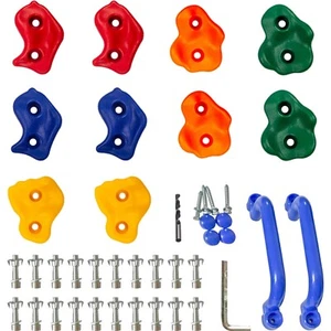 Outdoor Klettersteine Kinder - 10 Stück mit blauen Griffen & einfacher Montage - Bild 1 von 2