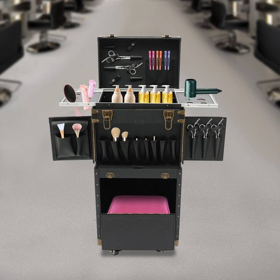 Caja de herramientas de peluquería móvil estuche de peluquería caja de almacenamiento de peluquería con cerraduras Foto 1 de 4