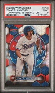 2023 BOWMAN'S BEST TOP PROSPECTS TP30 WYATT LANGFORD REFRACTOR PSA 9 - Picture 1 of 2