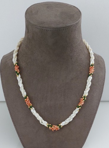 OFF WHITE Collana Perline Madreperla Vintage con Chip Colore Salmone Rosa