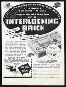 1948 Midland Industries Interlocking Brick construction toy set photo vintage ad - Picture 1 of 7