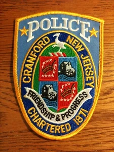 Polizei Aufnäher Cranford New Jersey komplett bestickt Super - Bild 1 von 3