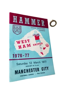 Football Programme West Ham United Vs Manchester City 1976 Vintage ra - Picture 1 of 3