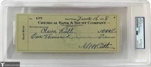 New York Yankees Baseball HOF Babe Ruth assegno personale firmato - PSA autentico - Foto 1 di 3