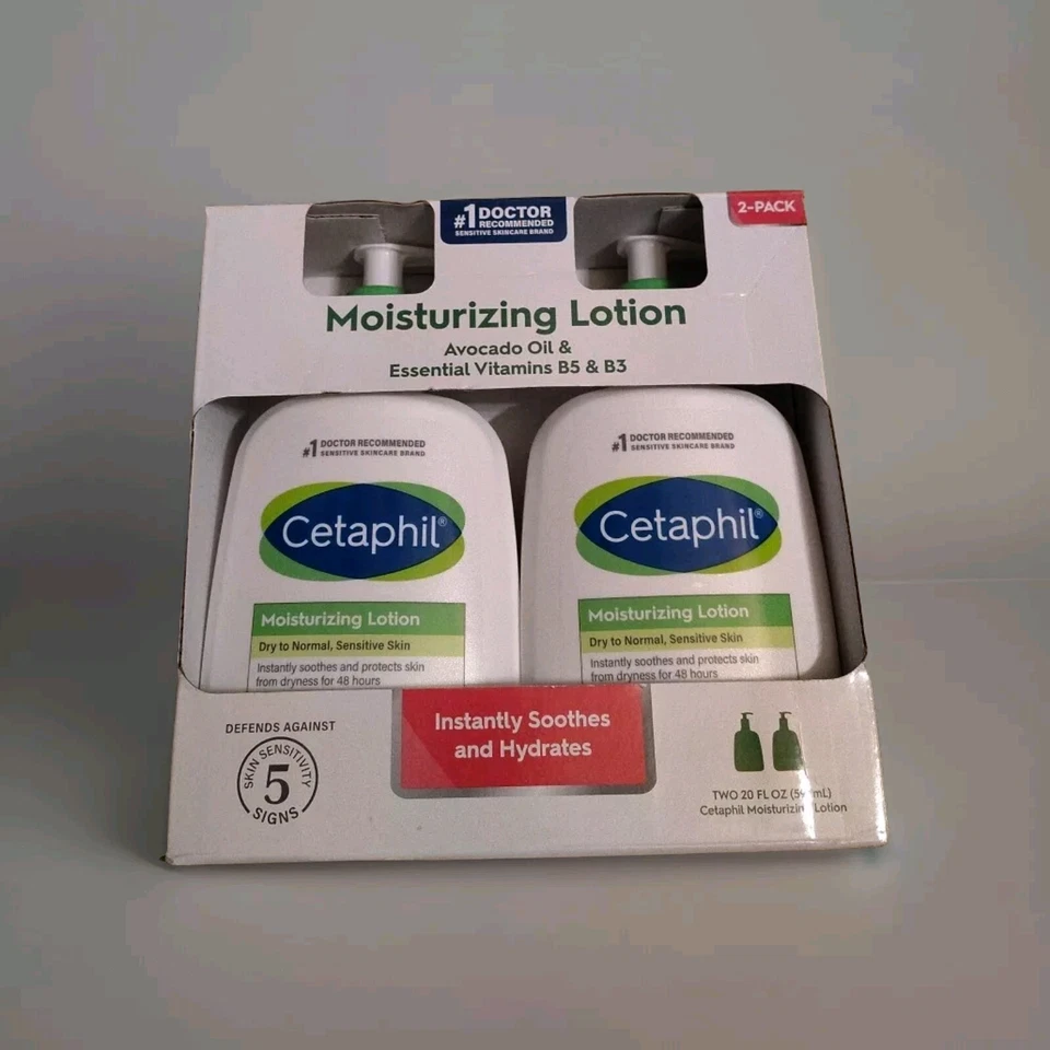 Loción hidratante Cetaphil, piel sensible seca a normal, 20 fl oz, 2 unidades Foto 1 de 2