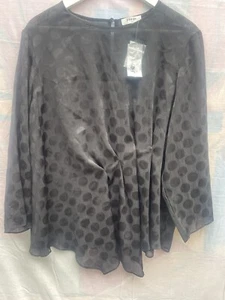 NUEVO PRONTO Blusa Top de Noche Mangas Largas Mangas Largas Talla Grande 20 Transparente Mancha Negra - Imagen 1 de 5
