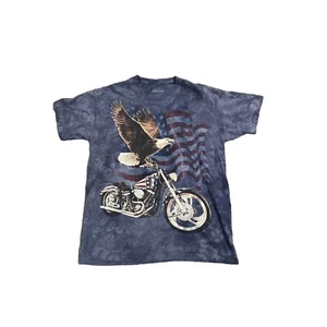Vintage Rare The Mountain USA Eagle Motorcycle Shirt Tye die - Picture 1 of 3