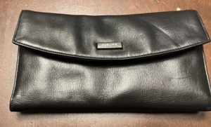 Perlina Leather Wallet Womens Checkbook Cards Change Black Soft - Picture 1 of 10