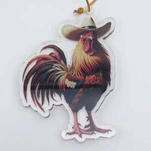 Cowboy Hahn Christbaumschmuck Huhn Bauernhaus Deko Acryl USA Versand - Bild 1 von 6